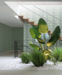 papel de parede affinity af24580 Modern living room with green tiles, seamless design, luxurious interior background.