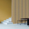 papel de parede affinity af24581 Modern living room with yellow tiles, seamless design, luxurious interior background.